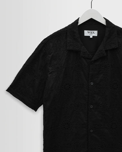Didcot Black Corded Lace Short Sleeve Shirt