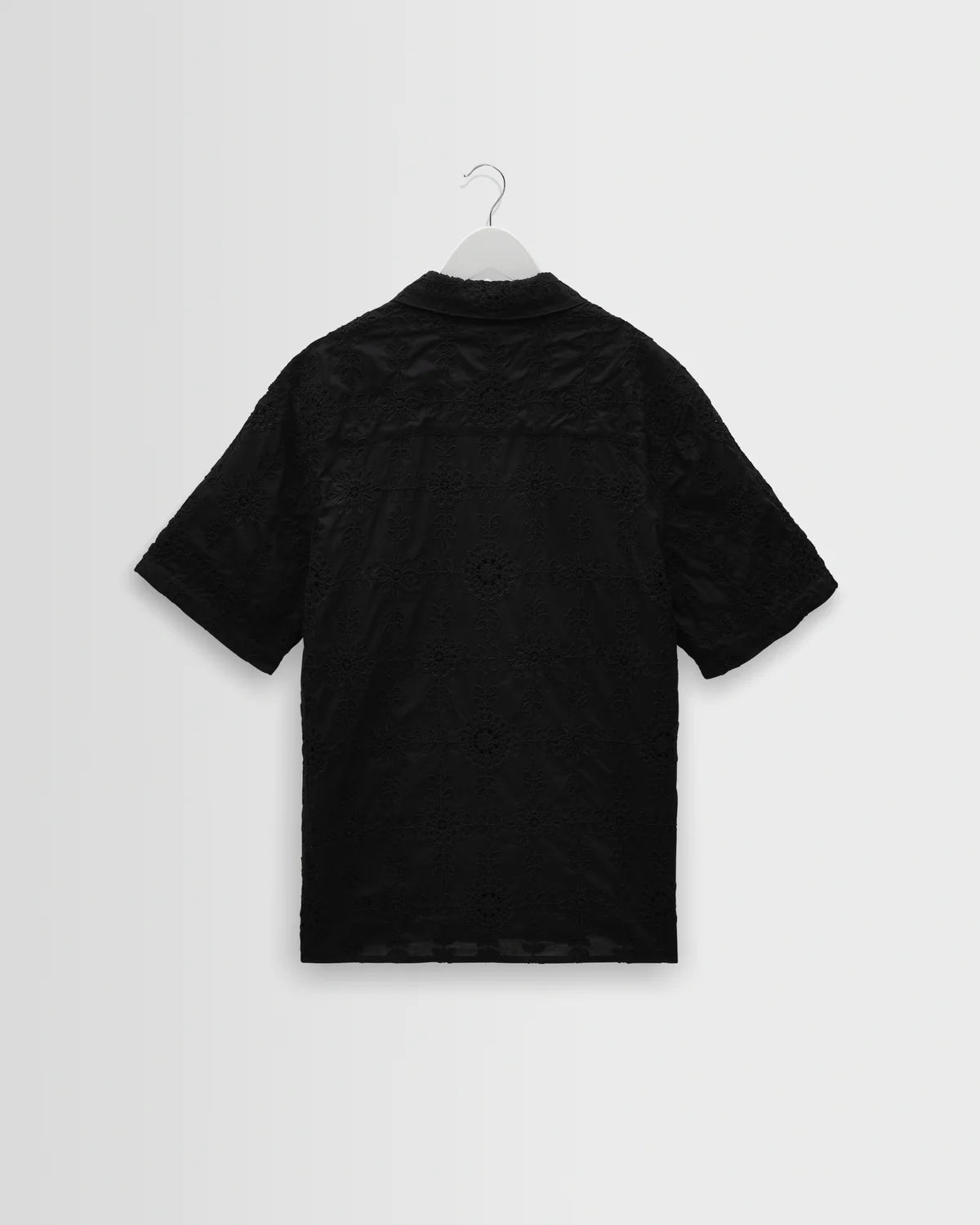 Didcot Black Corded Lace Short Sleeve Shirt