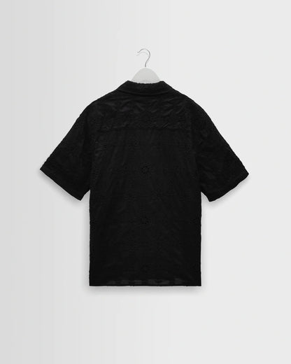 Didcot Black Corded Lace Short Sleeve Shirt