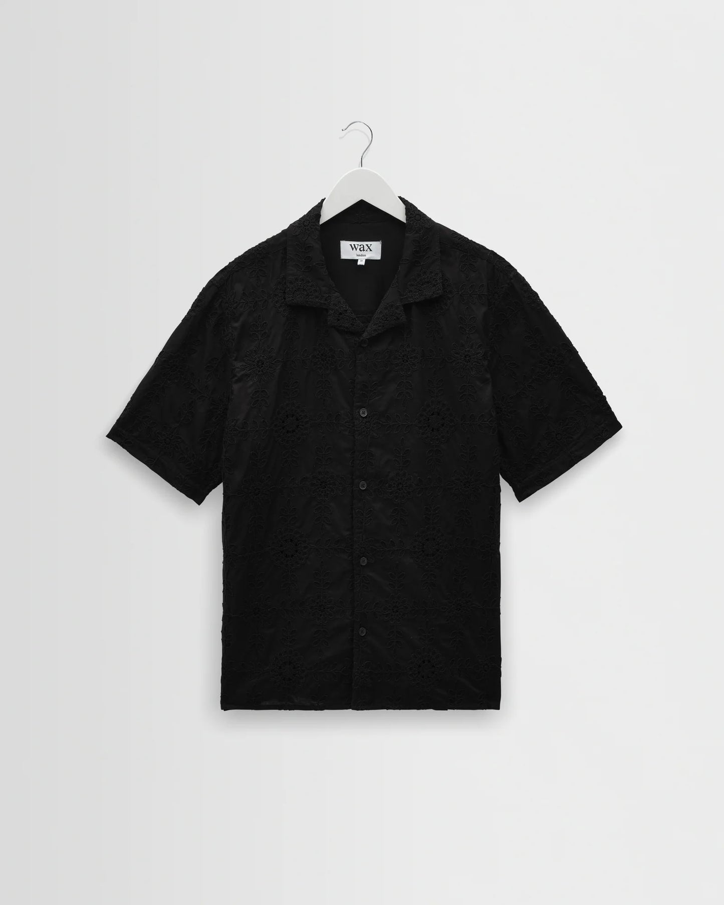 Didcot Black Corded Lace Short Sleeve Shirt