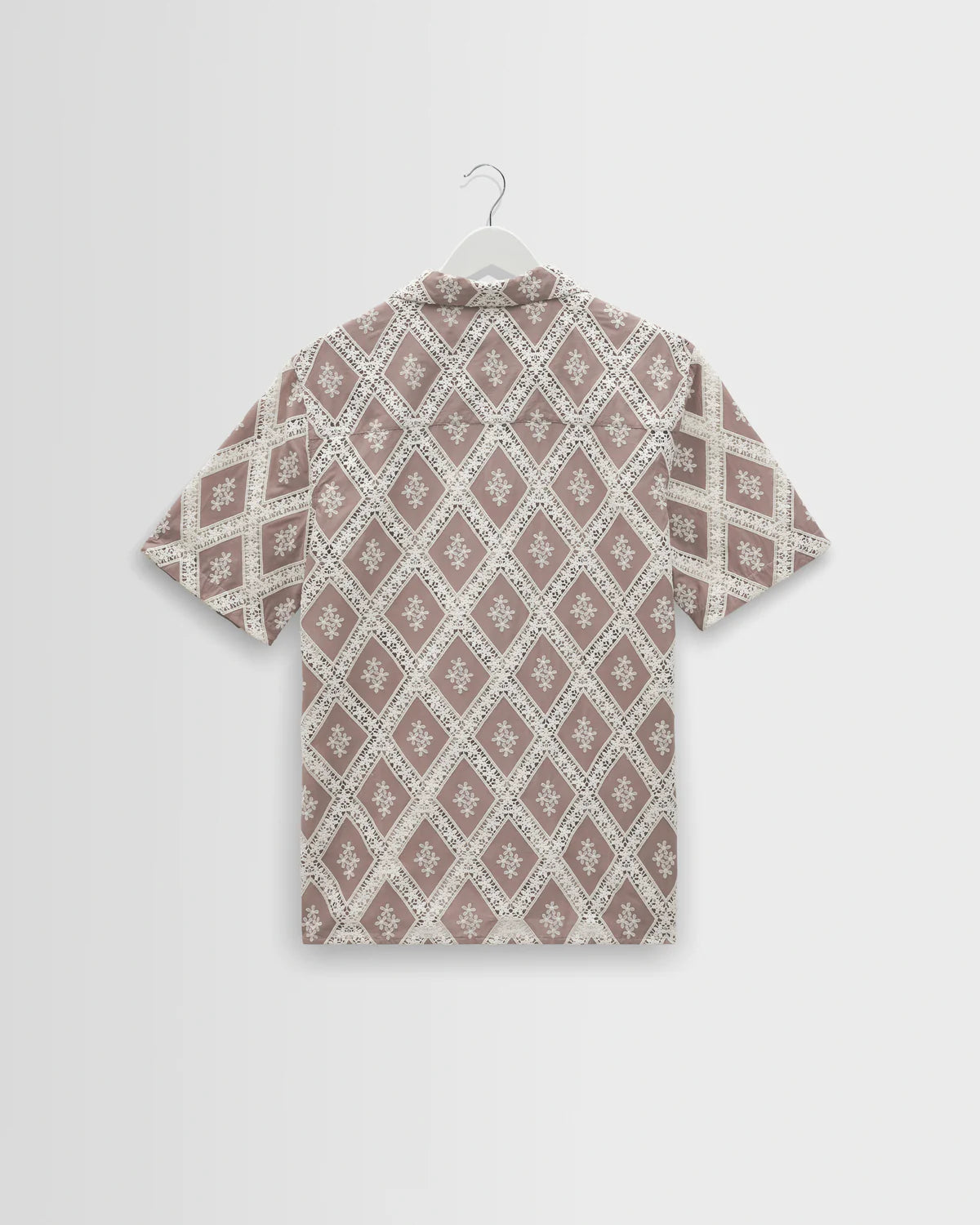 Didcot Taupe and Ecru Diamond Lace Short Sleeve Shirt