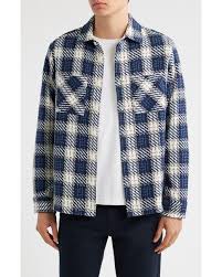 Wax London Whiting Overshirt Curzon Check Navy Ecru