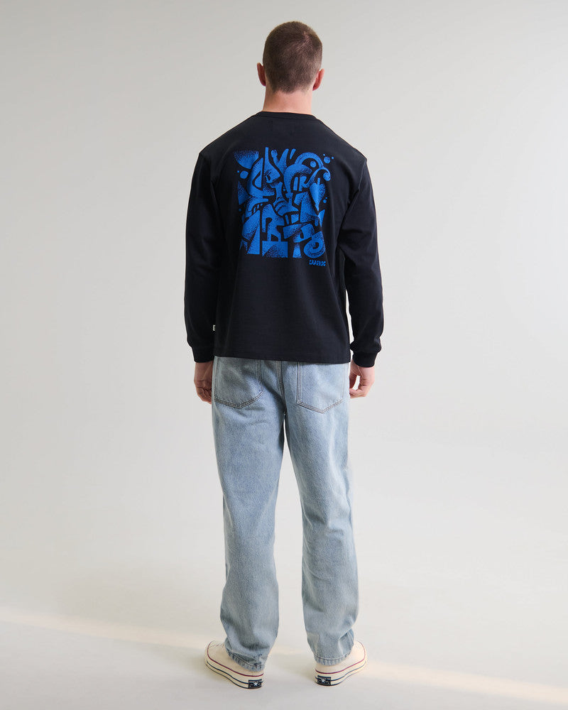 WAX 90's LONG SLEEVE DOODLE BLACK/BRIGHT BLUE