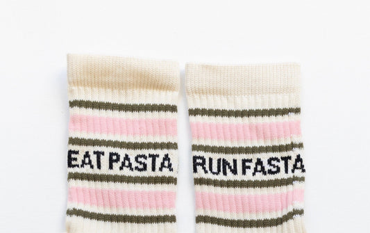 'Eat Pasta Run Fasta' Socks - Cream