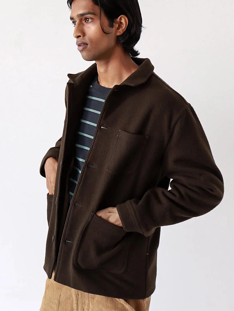 Station Jacket Slate Brown Melton