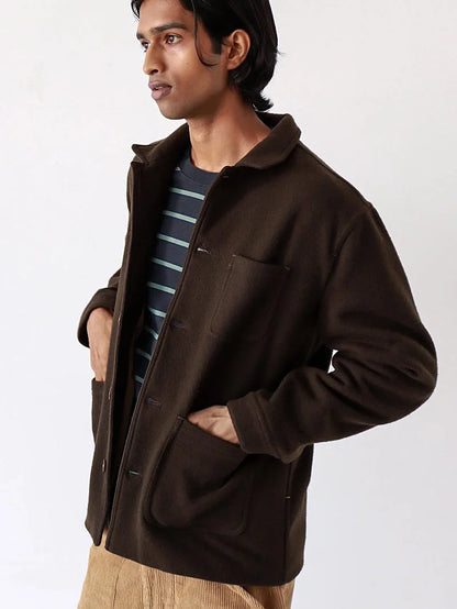 Station Jacket Slate Brown Melton