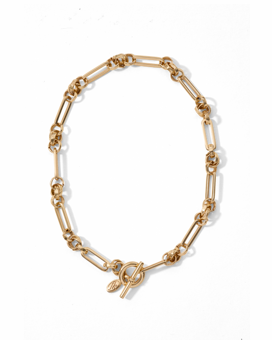 Link Chain T-Bar Necklace Gold