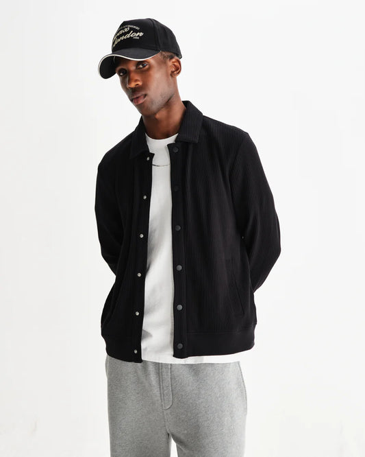 Wax London Hays Black Waffle Overshirt