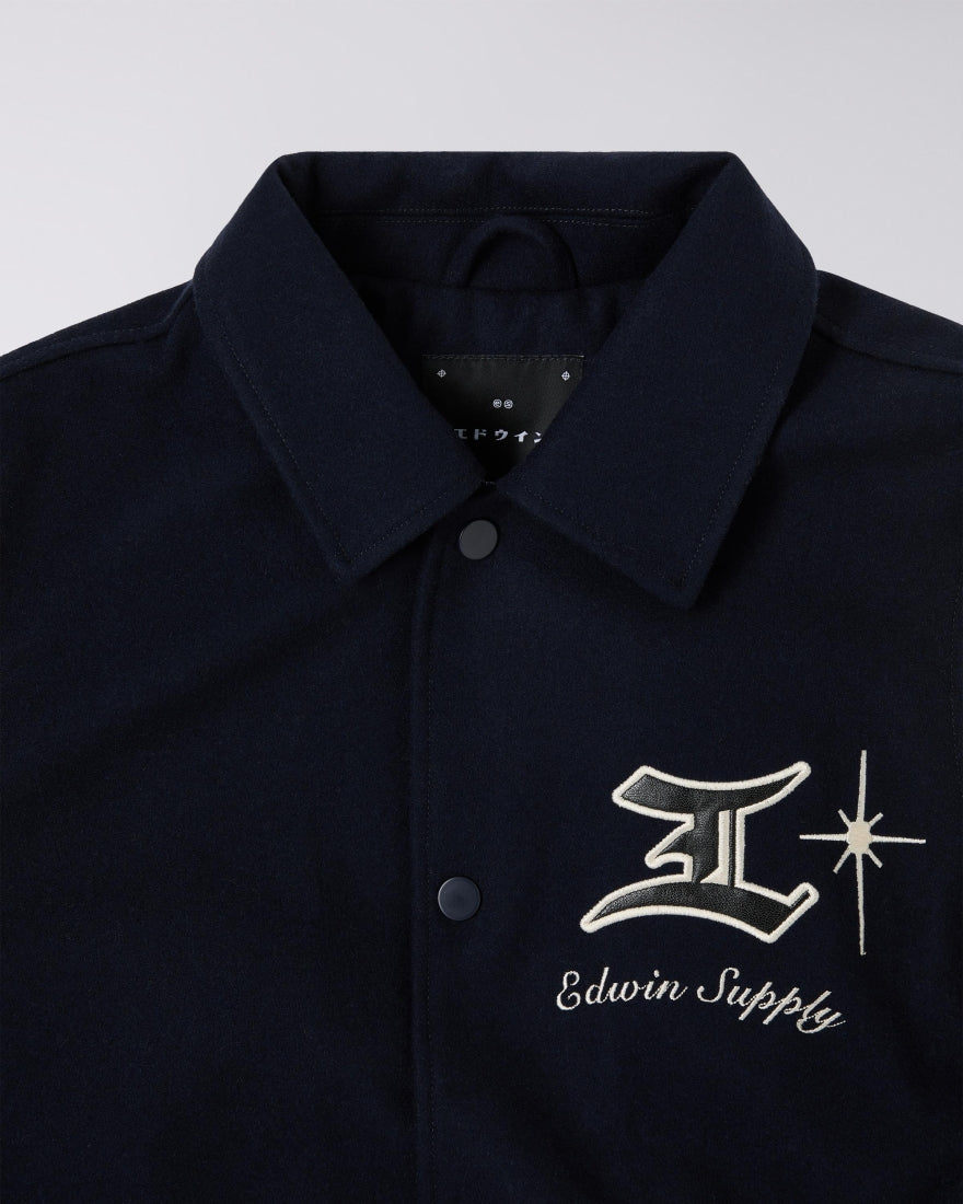 Edwin Campus Jacket Compact Wool Cloth in Navy