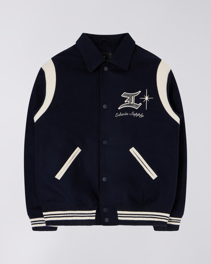 Edwin Campus Jacket Compact Wool Cloth in Navy