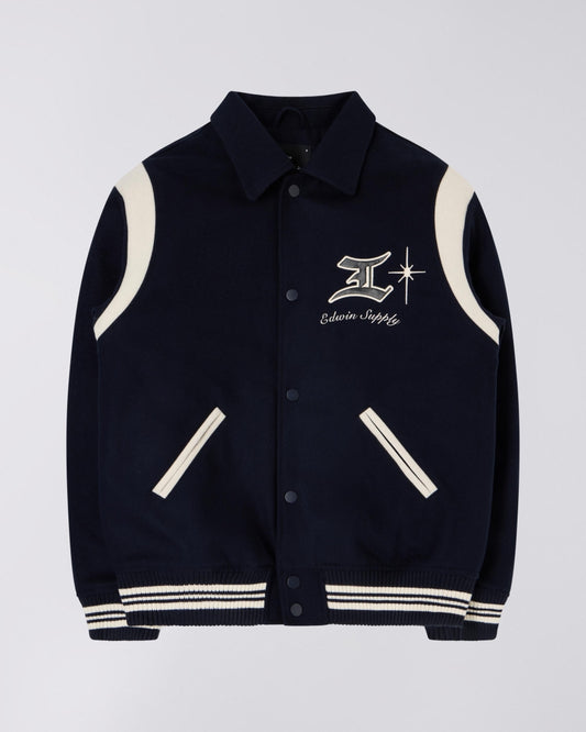 Edwin Campus Jacket Compact Wool Cloth in Navy