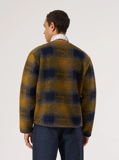 Universal Works Zip Liner Jacket Techno Melton Check Navy Check