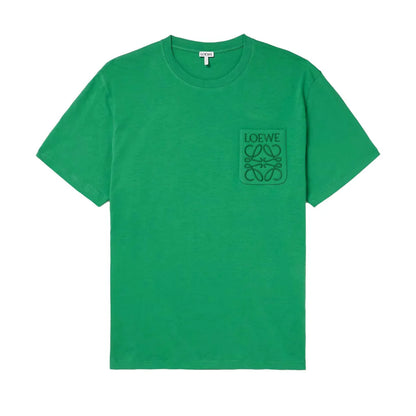LOEWE Relaxed Fit Tonal Pocket Logo T-Shirt in Green
