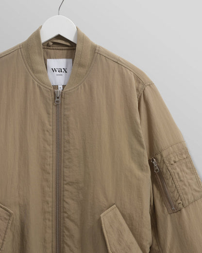 Malvern Washed Khaki Nylon Bomber Jacket