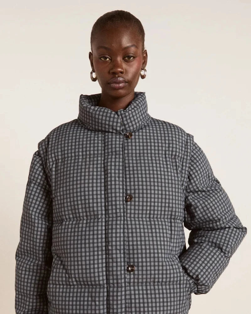 Damson Madder Pearl Puffer - Navy Gingham