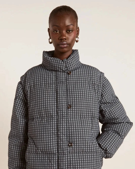 Damson Madder Pearl Puffer - Navy Gingham