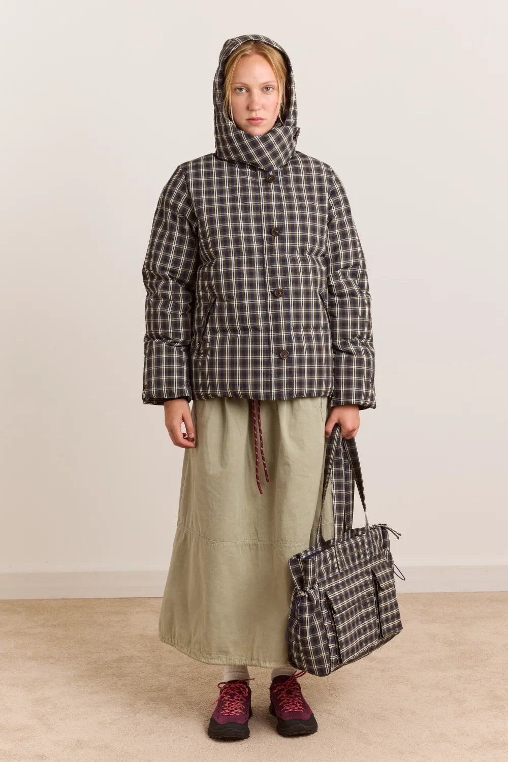 Pearl Puffer - Navy Gingham
