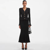 Black Knit Peplum Midi Dress