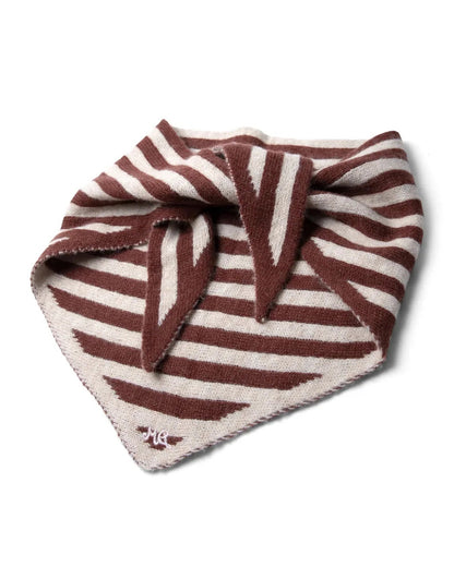 Stripe Triangle Head Scarf - Choc & Ecru