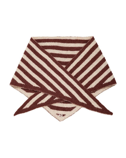 Stripe Triangle Head Scarf - Choc & Ecru