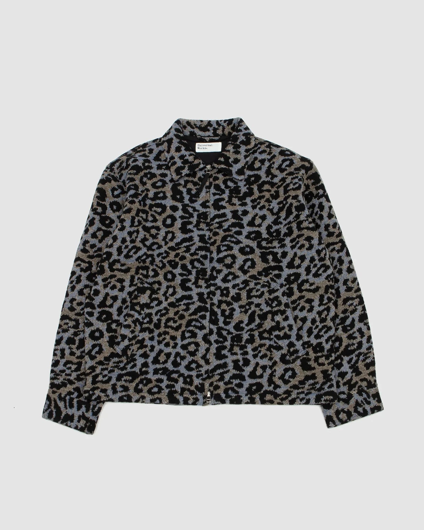 Universal Works Club Jacket Leopard Flower Wool Blue