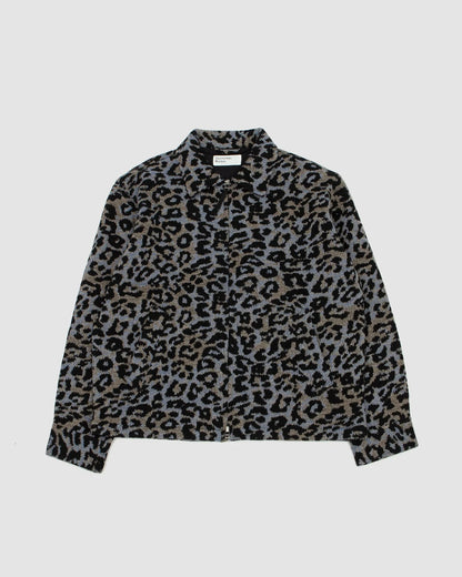 Universal Works Club Jacket Leopard Flower Wool Blue