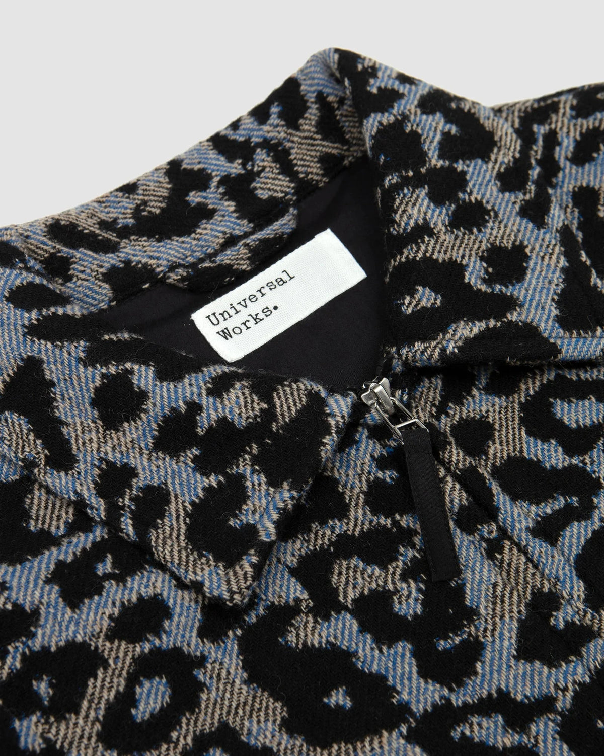 Universal Works Club Jacket Leopard Flower Wool Blue