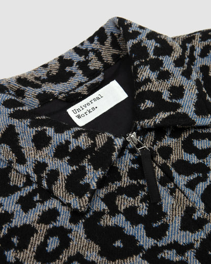 Universal Works Club Jacket Leopard Flower Wool Blue