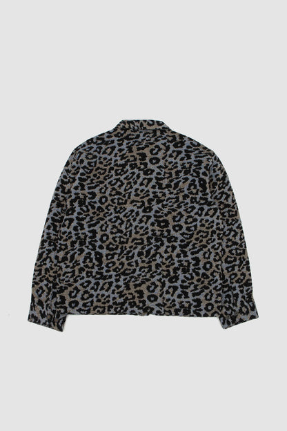 Universal Works Club Jacket Leopard Flower Wool Blue