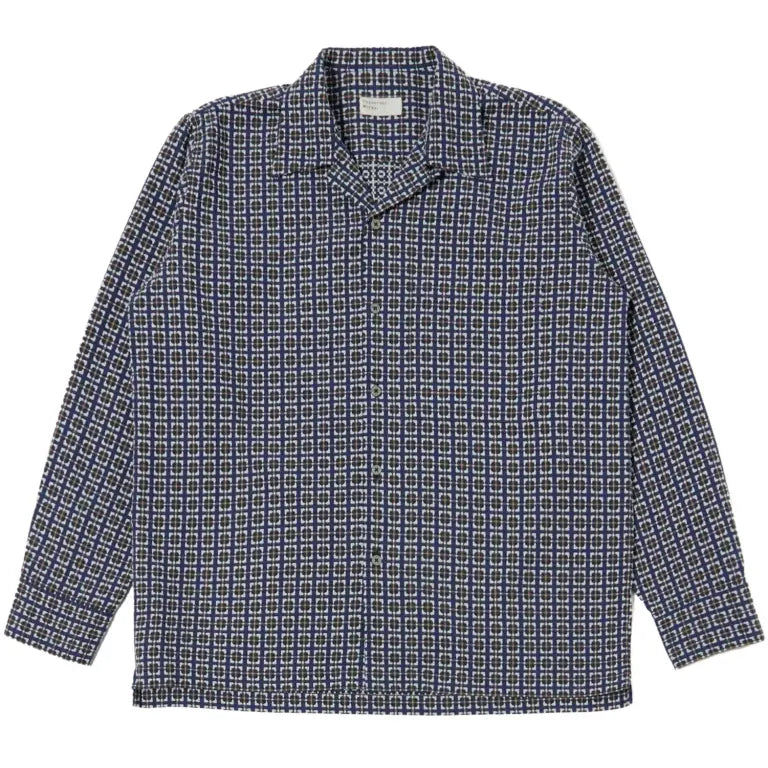 Universal Works L/S Camp Shirt Oscar Cotton Navy