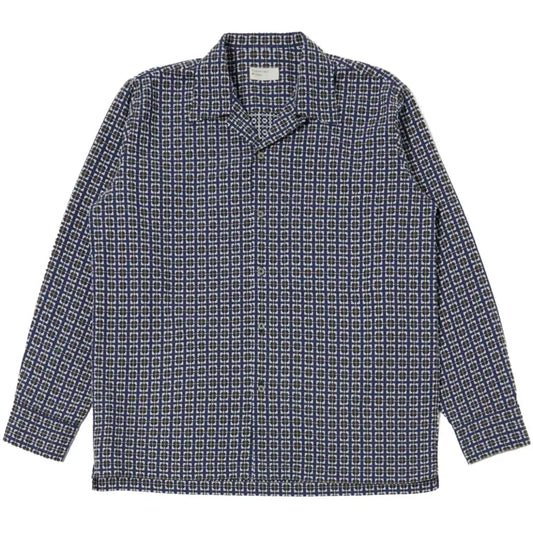 Universal Works L/S Camp Shirt Oscar Cotton Navy