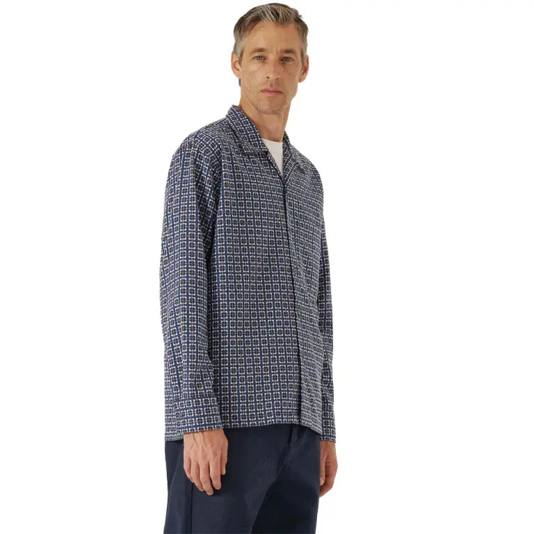 Universal Works L/S Camp Shirt Oscar Cotton Navy