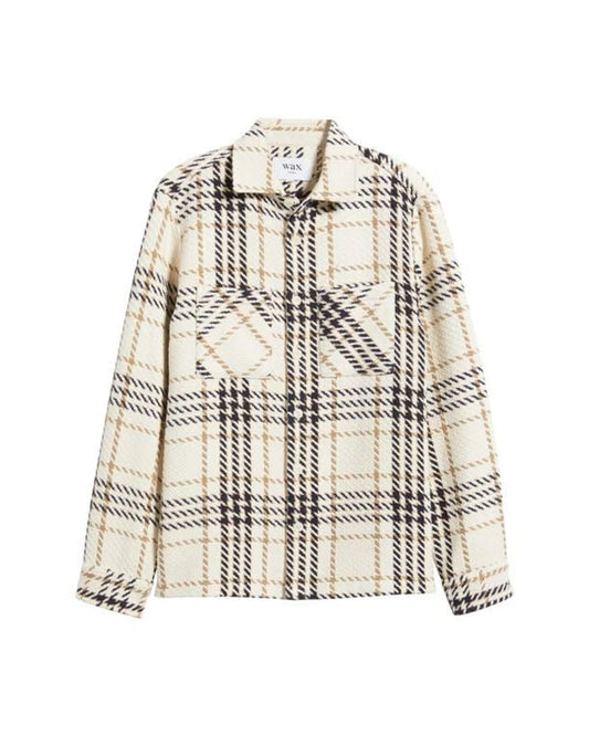 Whiting Overshirt Welbury Check Ecru Navy