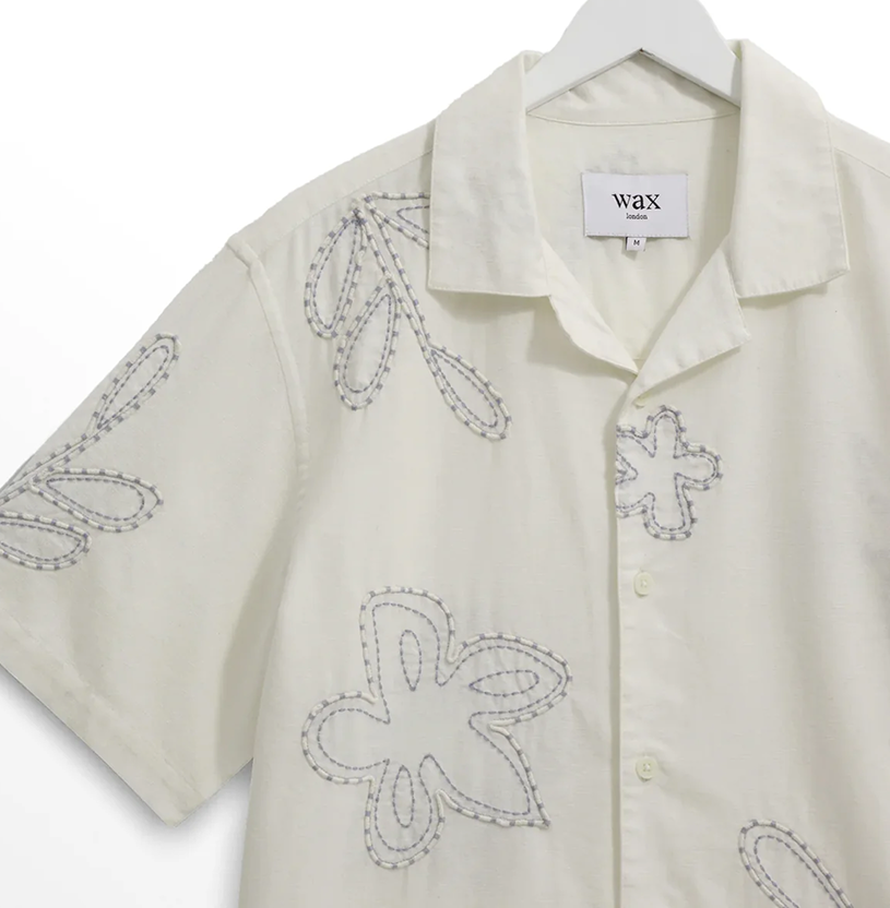 Didcot Ecru Floral Embroidered Shirt