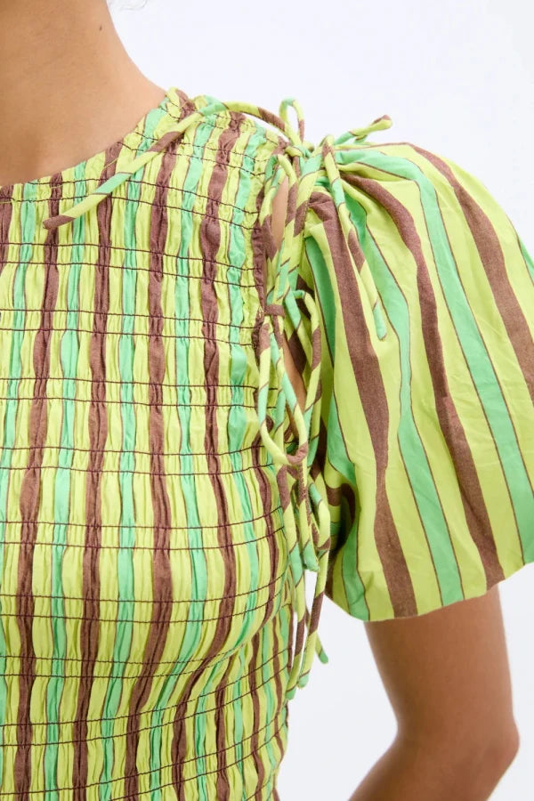 BECCA MIDI DRESS - TROPICAL BUSINESS STRIPE
